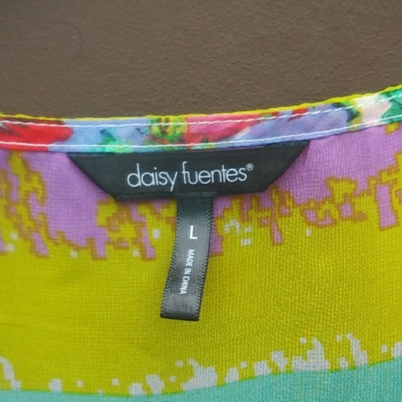 Daisy Fuentes multicolor sheer Top Sz L - Picture 4 of 4